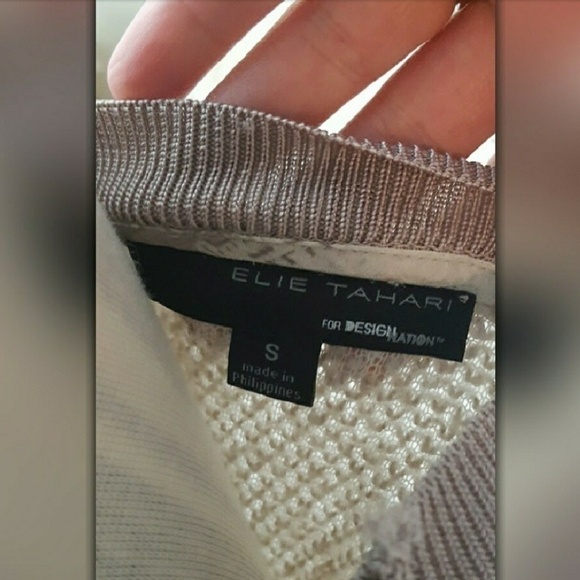 Elie Tahari Boucher Mock Layered Sweater Beige - Picture 5 of 8